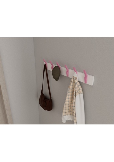 Hepsi3boyutlu Modern Duvar & Kapı Kanca Askılık - 6 Adet Pembe Kanca Askılık - Model No : 3 Pembe