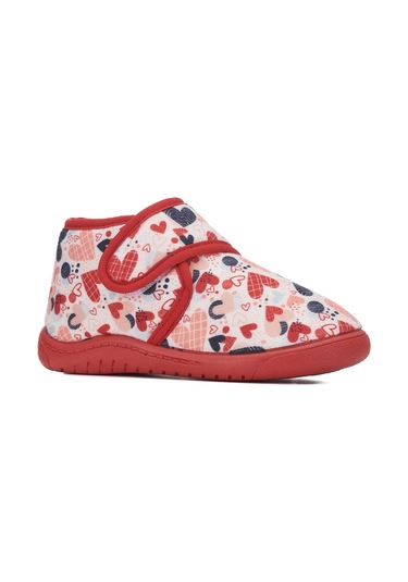 Günlük Unisex Çocuk Panduf Ev Ayakkabısı Esnek Kaymaz Taban Cırtlı Kreş Anaokulu Ayakkabı 263 Kırmızı