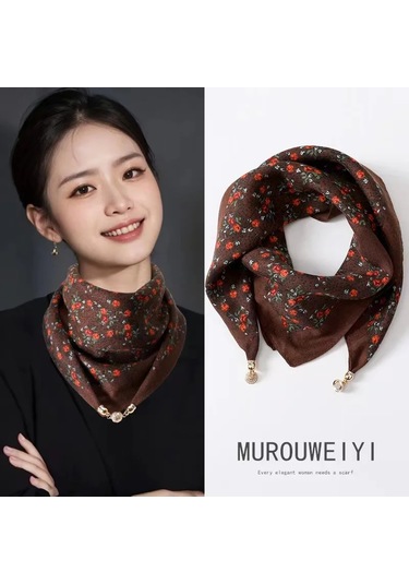 Prosperlink Lüks Manyetik Toka Çizgili İpek Eşarp - Kadın Bahar/sonbahar Moda Boyun Sarar Aksesuarone Sizekadın Açık Gri