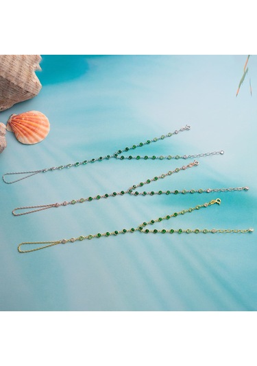 925 Ayar Gümüş Yeşil Renk Geçişli Tamtur Şahmeran Altın