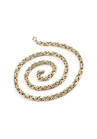 Sarı Beyaz Erkek Çelik Kral Zincir Kolye 5 Mm 55 Cm Ck11 (31175615) Beyaz