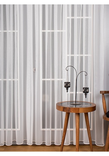 Taç Frahm Eteği Kurşunlu Parlak Düz Tül Perde / Ölçünüze Özel Dikim