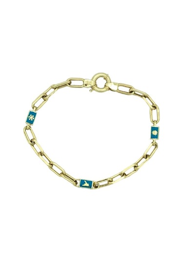 14 Ayar Turkuaz Mineli Altın Bileklik