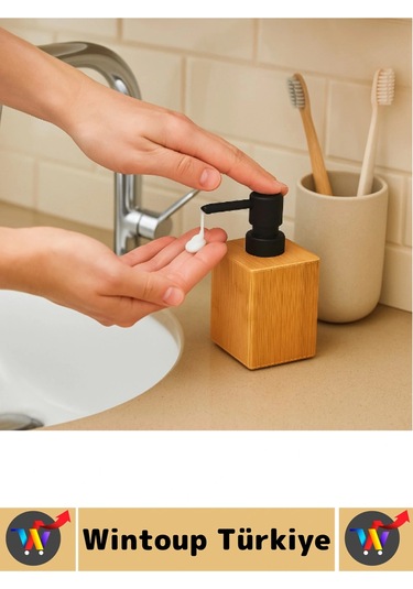 Kompakt Dayanıklı Lavabo Mutfak Banyo Deterjan Losyon Şampuan Şık Doğal Ahşap Sıvı Sabunluk 100 Ml Çok Renkli