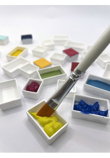 Şemse 6 Adet Tam Ölçü 4ml Suluboya Tavası Tam Tava