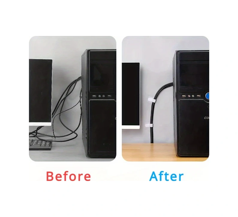 Chuangyinshop 20 Parça Kendinden Yapışkanlı Nylon Cırt Cırt Bağ Kablosu Düzenleyici Şerit Beyaz