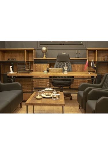 Masif Ağaç Bilgisayar Masası 180 85 76 Cm Açık Ceviz