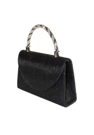 Lazer Kumaş Siyah Abiye Çanta Taşlı Kadın Abiye Çanta Abiye Çanta Siyah Abiye El Düğün Çantası