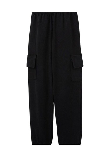 Erkek Çocuk İçi Şardonlu Kargo Cepli Pantolon-15253 Siyah