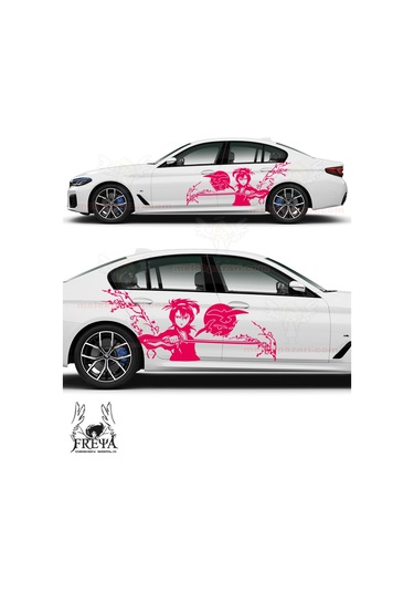 120X50cm-Samuray Kız Yan Kapı Oto Sticker, Samurai Girl