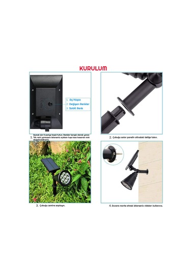 Exeo Solar Rgb Led Bahçe Aydınlatma Güneş Enerjili Lamba 1 Adet