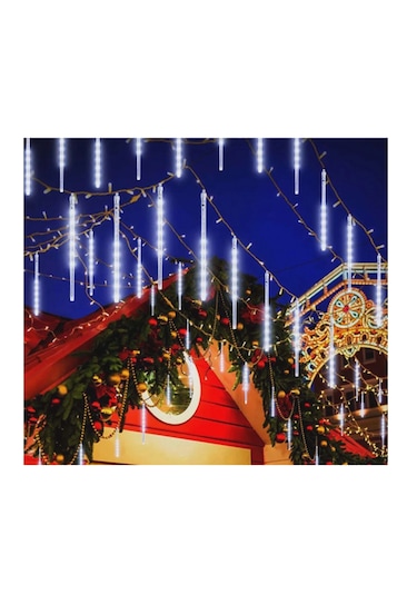 Güneş Enerjili Beyaz 8 Tüplü Bahçe-noel Ağacı-yılbaşı Dekor Süs Beyaz