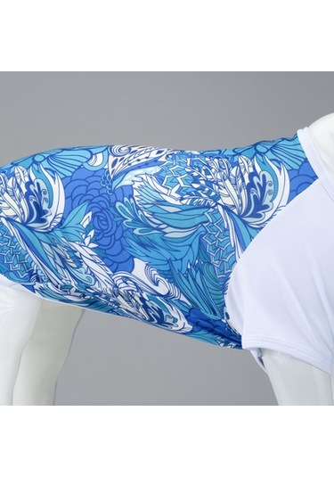 Blue Flowers Küçük, Orta Ve Büyük Irk Köpek Tshirt