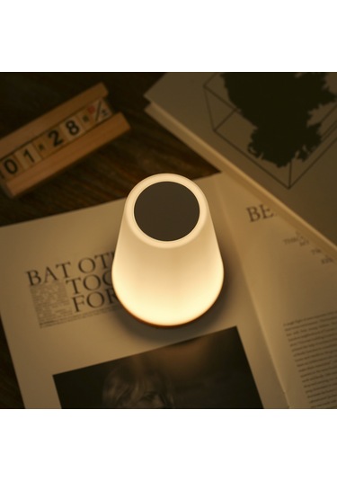 Maiyame Renk Değiştirebilen Dokunmatik Usb Şarjlı Ahşap Desenli Led Gece Lambası - Göz Koruyucu 360 Aydınlatma Diğer