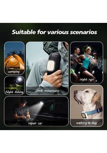 Yifomall Mavi Siyah Ip66 Su Geçirmez Cob Kamp Lambası, 500lm, 10 Saat Süre, Manyetik Ve Askıya Takılabilir, 800mah Şarj Edilebilir, Dış Mekan İçin Hafif Çok Renkli