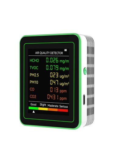 Lemestar 6'lı Hava Kalitesi Dedektörü: Pm2.5/pm10/formaldehit/tvoc/karbondioksit/karbonmonoksit Zn-mt26 Co Beyaz