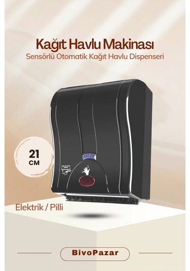 Palex Prestij Otomatik Kağıt Havlu Dispenseri 21 Cm Siyah