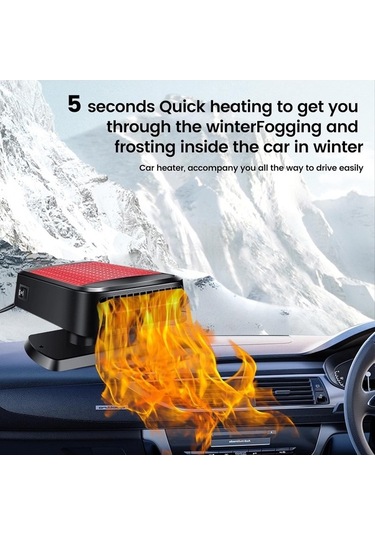 Wondernest 2025 Yükseltmesi Taşınabilir Lichen Isıtıcı, Hızlı Fan, Çözücü Buz Araba Aracı 2'si 12v İçin Siyah