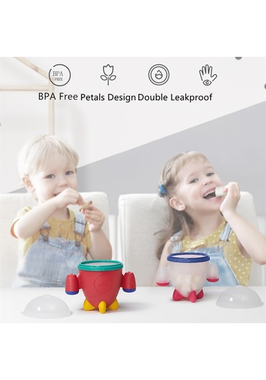 Bc Bebek Bakımı Dökülmeye Dayanıklı Petal Bebek Aperatif Sızdırmaz Silikon Saplı Gıda Saklama Bebek Besleme Kapları Roket Aperatifler Bardak