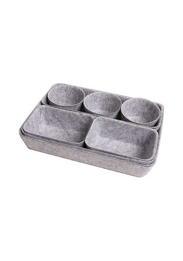 Dancemonkey Cbtx 8'li Çekmece Organizatörü, Keçe Saklama Kutuları - Açık Gri Ahşap