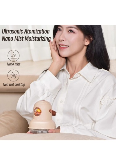 Icarer Ailesi If-js01 Usb Şarjlı Masaüstü Gece Lambası Çift Spreyli Nemlendirici, Renk: Pembe Dijital