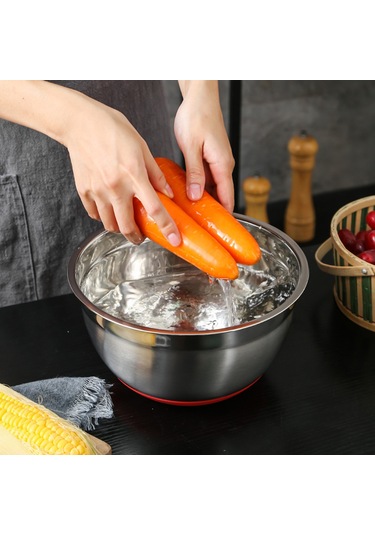 Monyee 20cm Multifonksiyonel Paslanmaz Çelik Kabağı: Kayma Engellli Silikon Tabanlı, Pişirme, Yıkama Ve Salata İçin