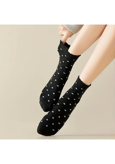 Trampler 5 Çift Kadın Puantiyeli Uzun Çorap Kadın Kolej Çorap Çok Renkli