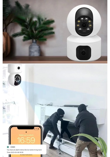 Yosee Uygulama Çift Kameralı Wifi Bağlantılı Gece Görüşlü Ev Tipi Güvenlik Kamerası