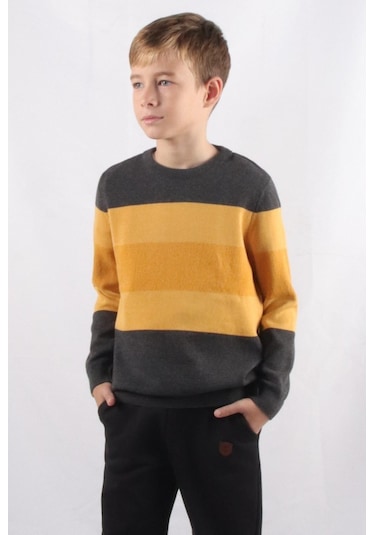 Özel Koleksiyon Renk Bloklu Çocuk Triko Kazak C21-5192 001