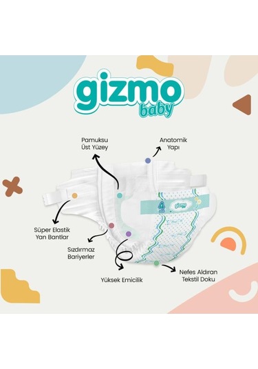 Gizmo Bebek Bezi Ultra Eco Paket 4 Numara Maxi 80 Adet 4 Numara