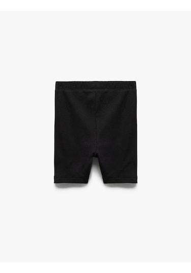 Koton Pamuklu Lastik Detaylı Ribanalı Basic Kısa Tayt Siyah 5skg40011ak Siyah