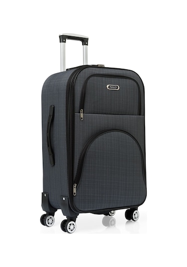 Oleets 8 Tekerli Su Geçirmez Ultra Kalite Kumaş Orta Boy Valiz Siyah