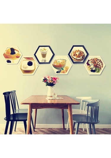 Hfambition Ahşap Altıgen Duvar Fotoğraf Çerçevesi Seti - 2'li, Ev Ve Ofis Dekoru İçin Şık Tasarım