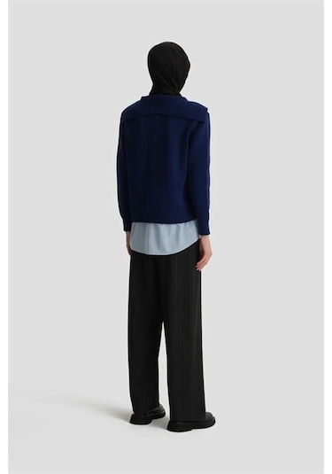 Armine Poplin Mixli Kazak 24kd4218 Lacivert-mavi Lacivert