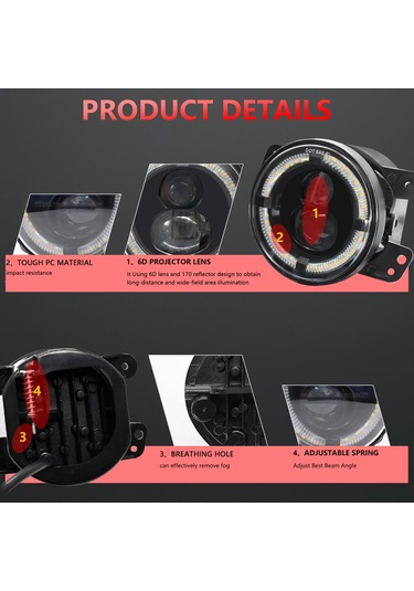 4 İnç 200w Led Sis Farları Araba Led Sis Farları 20000lm Sürüş Tampon Işıkları Wrangler Arazi Araçları İçin Su Geçirmez Yedek