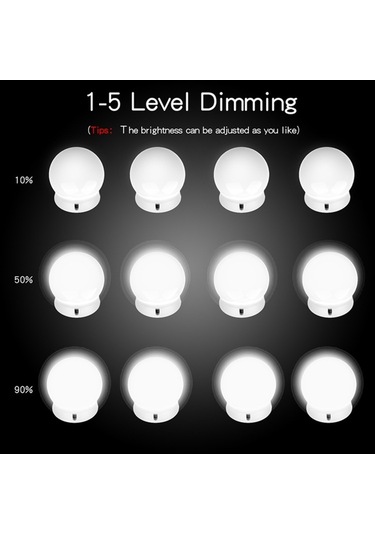 Cbtx 10W Çok Seviyeli Ayarlama Parlaklık Beyaz Işıklı Makyaj Aynası 10'lu