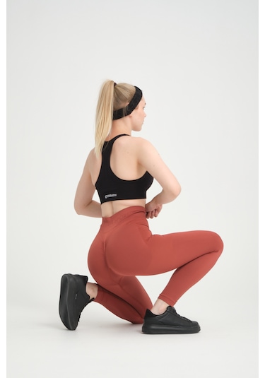 GymhamsKiremit Kalçası Büzgülü Kalça Şekillendirici Push Up Yüksek Bel Toparlayıcı Spor Tayt