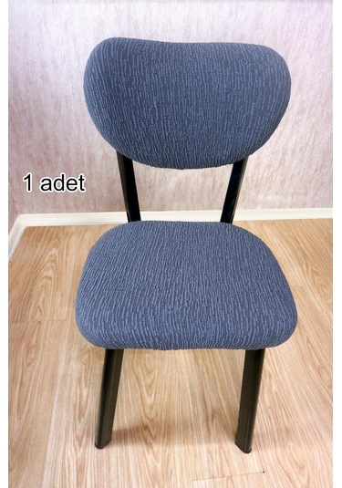 StarMall Bohem Jakarlı Sandalye Kılıfı Çubuk Desen 1 Adet Antrasit