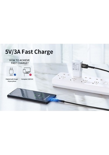 Jsaux Profesyonel Serisi Usb To Type-c 3 Amper Hızlı Şarj Ve Data Kablosu 1 Metre Cc0011