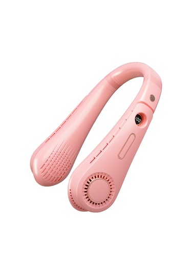 F11 Taşınabilir Usb Şarj Dönen Dijital Ekran Bladess Asma Boyun Fan Pembe