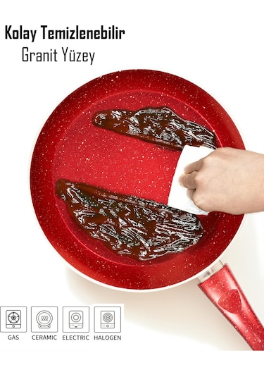 Bonetti Granit Tava - 24 Cm Kırmızı Kırmızı