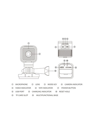 Ranyeek Siyah 1080p Dış Mekan Bisiklet Kamera - Wifi İle Akış, Su Geçirmez, Döngü Kaydı, 900mah Batarya Siyah
