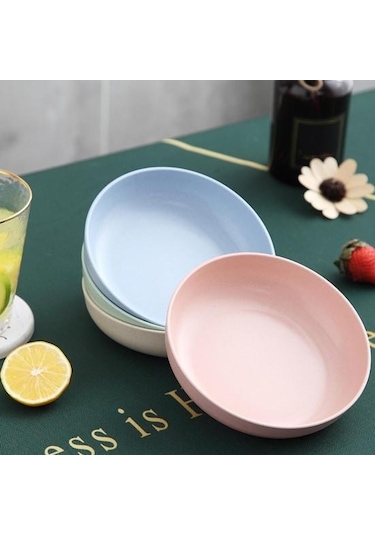 Yeşil Çevre Dostu Yemek Tabağı Düz Renk Yuvarlak Şekil Sofra Takımı 21 Cm