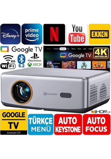 Vankyo Performance V700g Android Google Tv Hdr10+ 4k Destekli Projeksiyon Cihazı