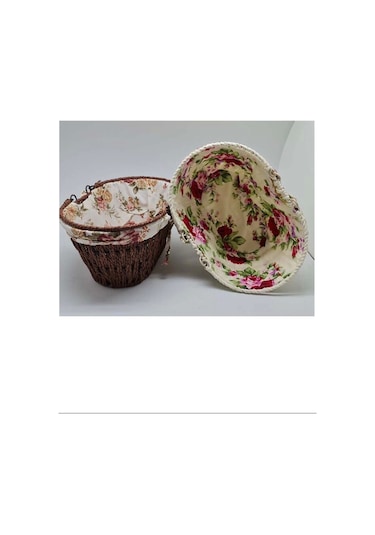 Kumaşlı Hasır Ekmek Sepeti Saplı Oval Royaleks-mtr-2003-51 Çok Renkli