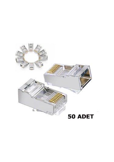 Cat6 Metal Rj45 Jack Konnektör Uç Ethernet Modem Jak 50 Adet