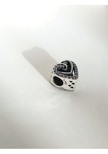 Gümüş Işıltılı Kafes Kalp Pan Tasarım Bileklik Uyumlu Charm