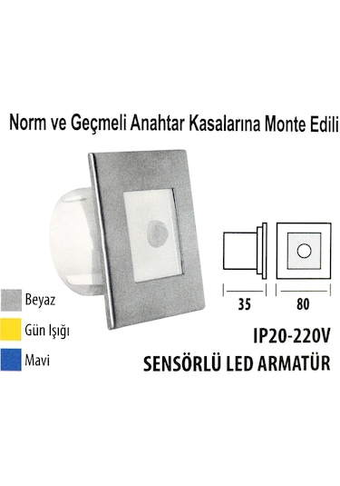 Sensörlü Led Armatür 3 Renk Seçenekli Krd03 Ip20 - 220V