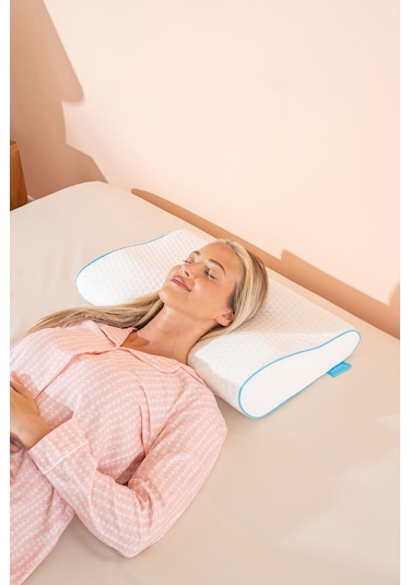 Visco Boyun Ağrısı Engelleyici Ortopedik Visko Yastık 56 34 10,5 Cm Beyaz