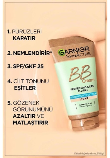Garnier Hyaluronic Acid Aloe Oil Free BB Krem 50 ML Light